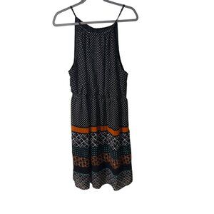 Lane Bryant Womens Sleeveless Geometric Print Sundress Size 18/20 Black Multi-Co